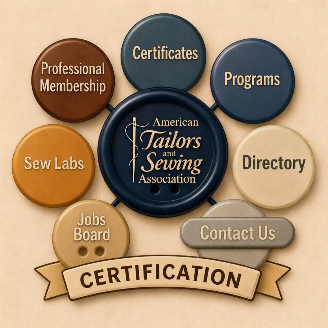 American Tailors and Sewing Association certification buttons